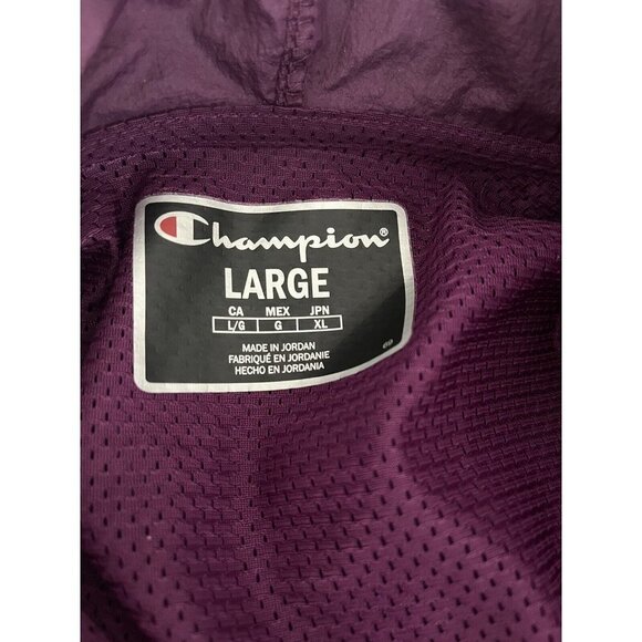 Champion Windbreaker Pullover Hoodie Adult L Purple 1/2 zip zipper pockets - Picture 8 of 11